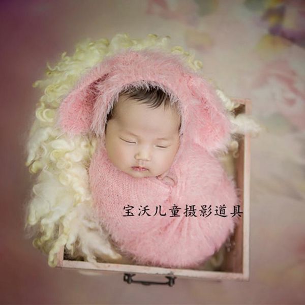 

caps & hats children's pography props, feather gauze wrapped high elastic born baby po studio cloth set, Yellow