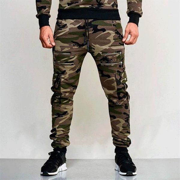 

camouflage print men casual trousers high waist sports pants leggings for men casual pant military trousers plus size, Black