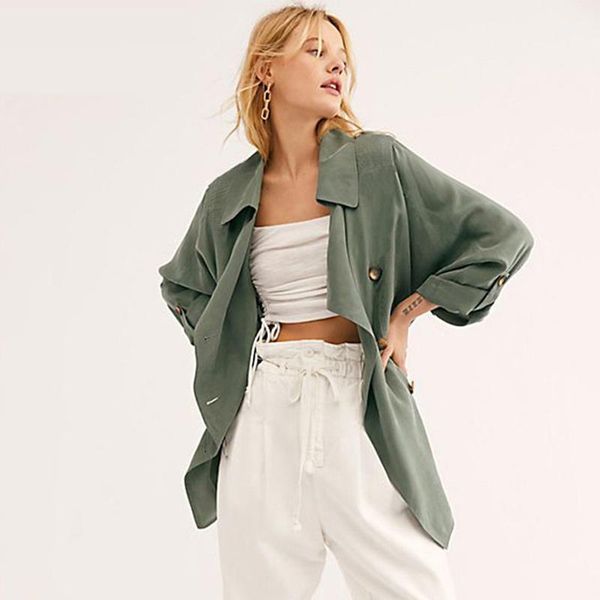 

women's trench coats 2021 coat long spring women casual slim for elegant outside streetwear sweet1, Tan;black