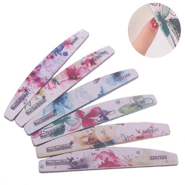 

nail file flower printed nail buffer block colorful manicure polisher 80/100/150/180/240/320 washable file manic qylkcc