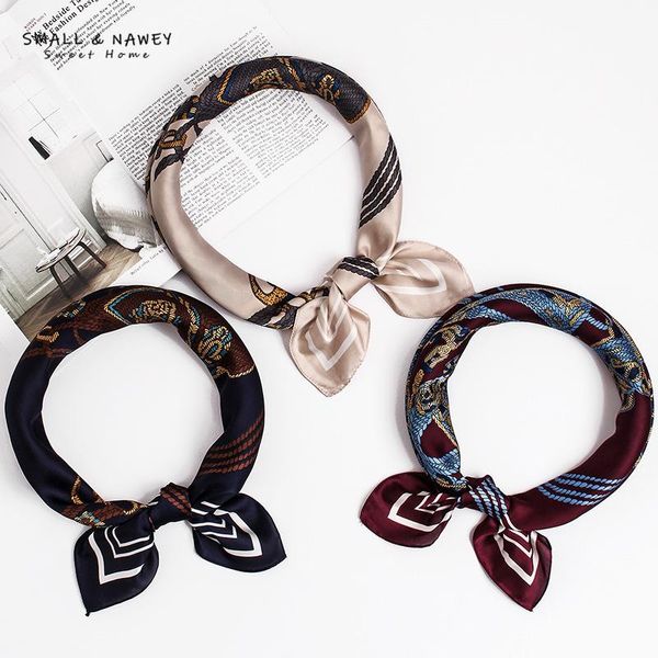 

70*70cm high-end anti-real silk satin scarf women spring and autumn silk professional square scarf, Blue;gray