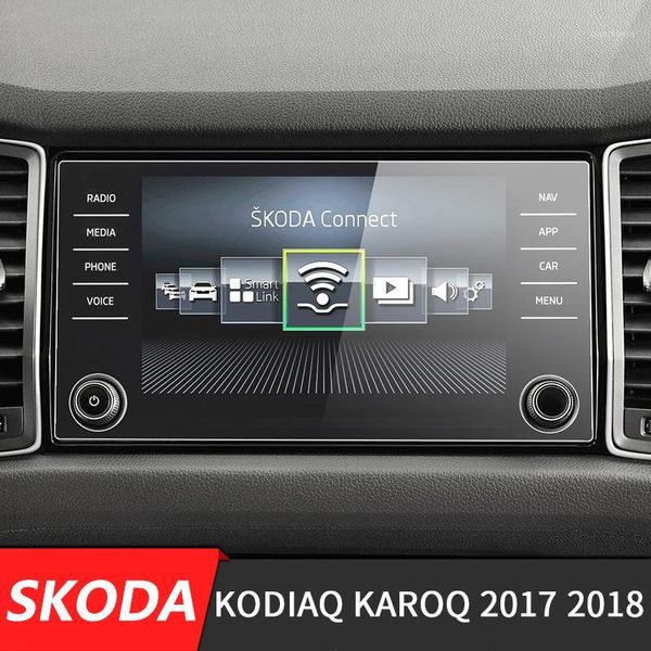 

256*136mm car center console lcd screen sticker gps navigation screen tempered steel protective film for kodiaq karoq1