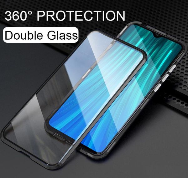 

anti-fall tempered glass magnetic adsorption metal case for xiaomi redmi note 9s note 7 8 9 pro max 8 qylicv infant2005