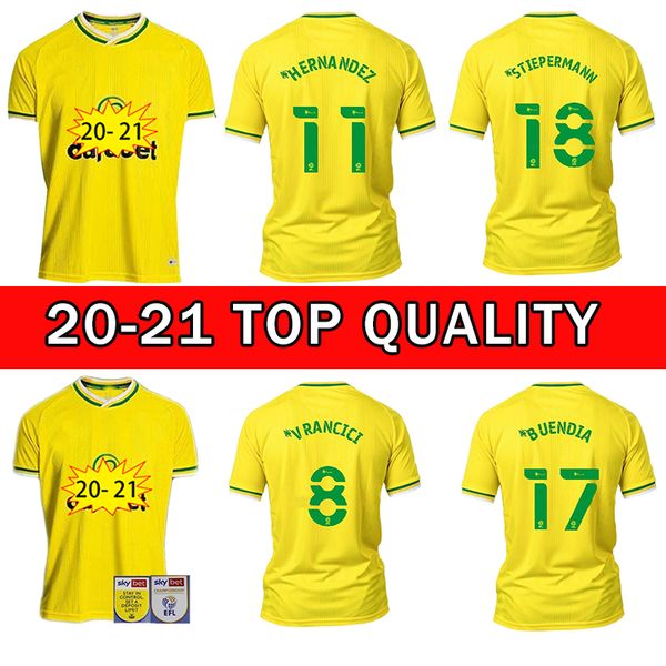 

orwich pukki city hugill soccer jerseys 2020 21 roberts hernandez buendia stiepermann mclean footy football shirt, Black;yellow