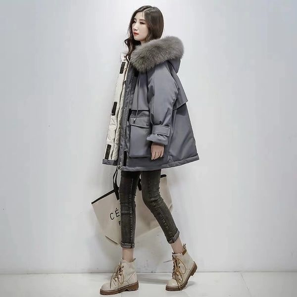 

real fox winter big size parka, long feathered hoodie, white duck feather coat, thick coat for 2020 women