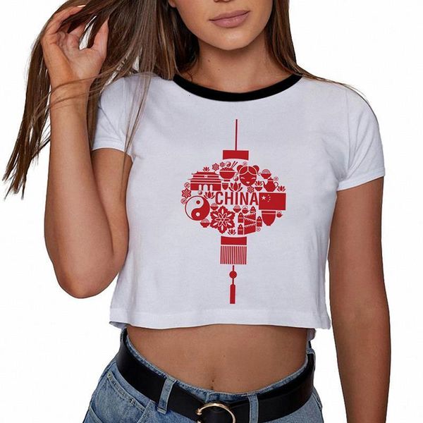 

czccwd summer women clothes 2019 female t-shirt chinese style harajuku fashion streetwear crop chinese tumblr leisure tshirt, White