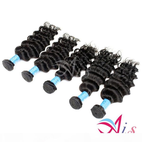 

grade 7a 12-28inches deep wave hair weaves 5bundles lot full head brazilian hair natural 1b human hair, Black