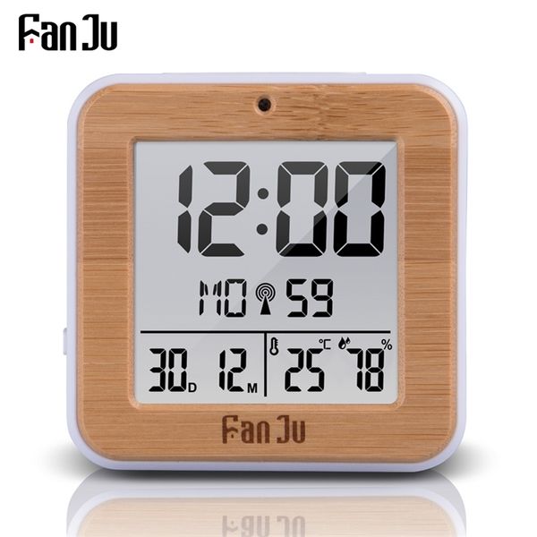 FanJu FJ3533 Digitaler Wecker, LED-Temperatur, Luftfeuchtigkeit, Dual-Alarm, automatische Hintergrundbeleuchtung, Schlummerfunktion, Datumsthermometer, Desktop-Tischuhr 201222
