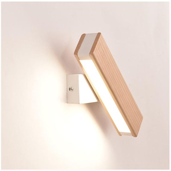 

wall lamp wood led rotated bedside night light modern nordic solid bedroom living room aisle sconce fixture decor art