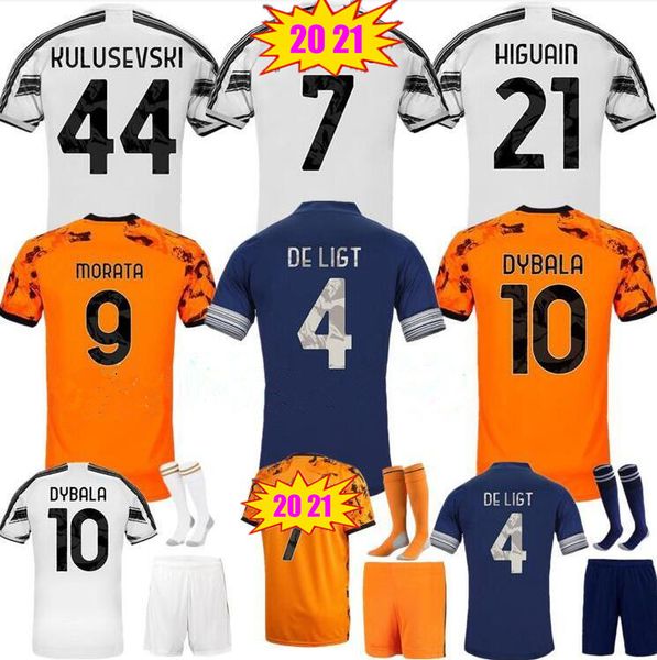 

custom 2020 2021 dybala soccer jerseys morata jersey kulusevski chiesa de ligt mckennie men kids kit football shirt child youth jersey, Black;yellow