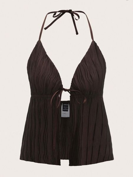 

tie front backless cami b32t#, White