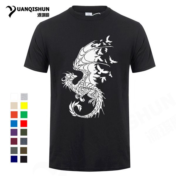 

дракон птицы творческий печати tshirt высокого качества 16 цветов короткие рукава tops tee повседневный hip hop hipster толстовка с капюшоно