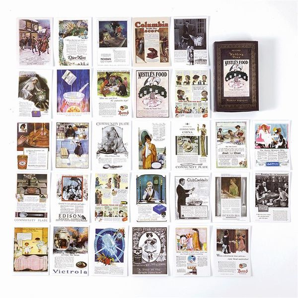 

60pcs box strolling town retro hand account junk journal green fairy tale note paper loose leaf note paper story picture book bbylsk