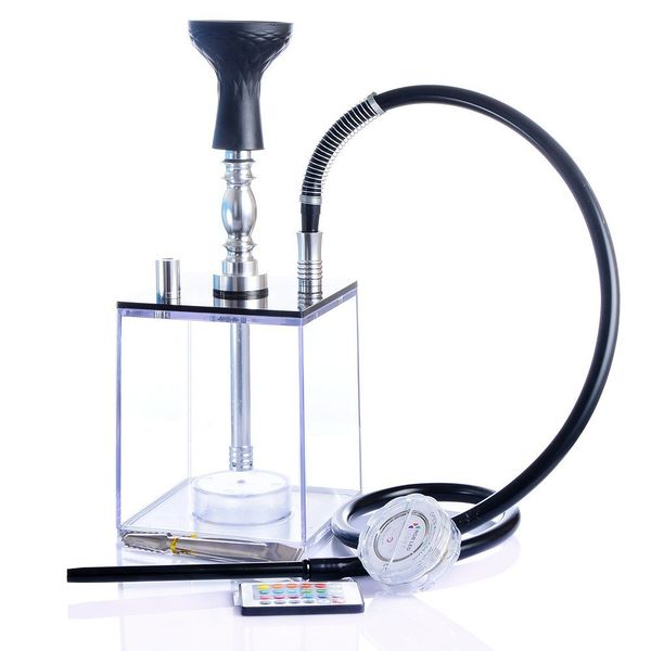 

wholesale new style hookah smoking chicha nargile square sheesha acrylic import for sale narguile set led light
