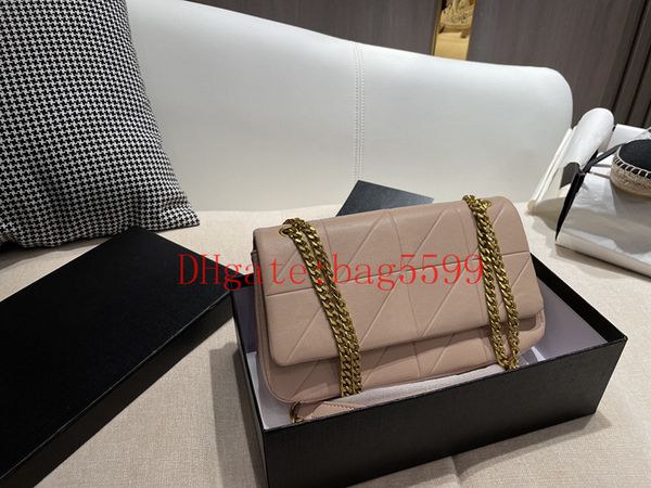 

2022 new luxurious designer women bag fashion cowhide lingge golden chain women's shoulder bags classic