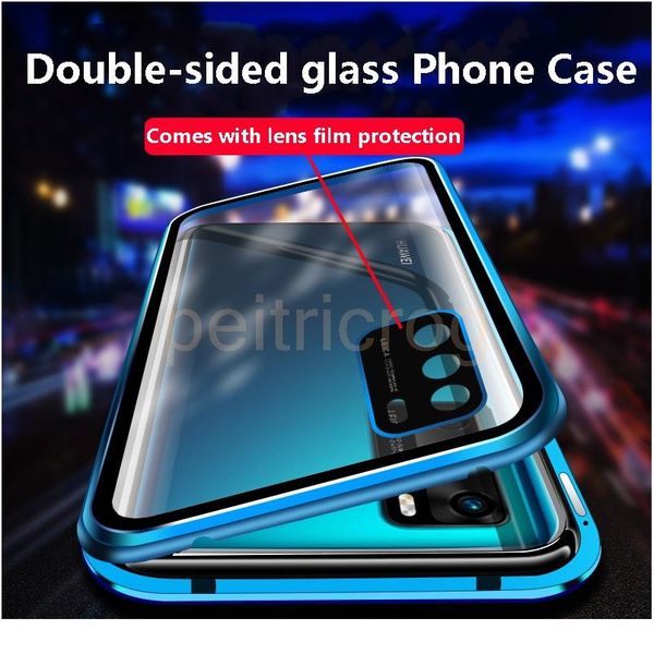 

new upgraded protective lens magnetic double-sided glass case for huawei honor 30s v30 mate 20 30 p30 p40 pro bbyhsn