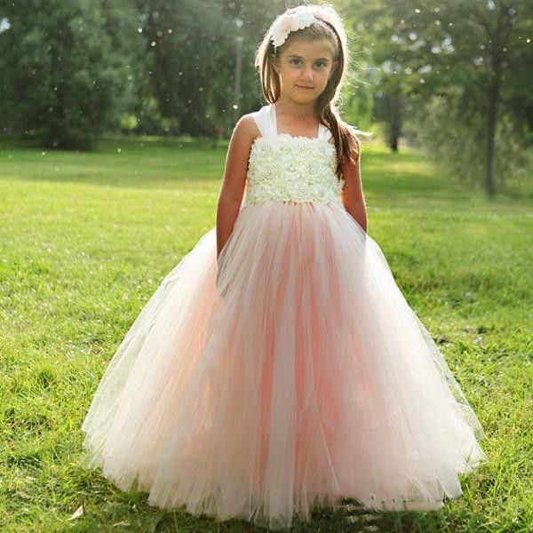 

new design flowergirl dress strappy pearls beaded floral bodice blush tull ball gown skirt christmas dresses for girls, White;blue