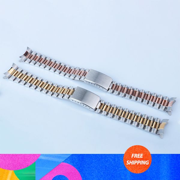 

20mm watch band strap 316l stainless steel gold silver watchbands oyster bracelet for rol datej subma +ing, Black;brown