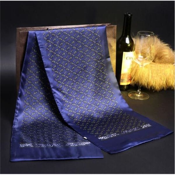 

25x158cm men long new 100% pure male paisley silk scarf fashion accessories business scarves y201024, Blue;gray