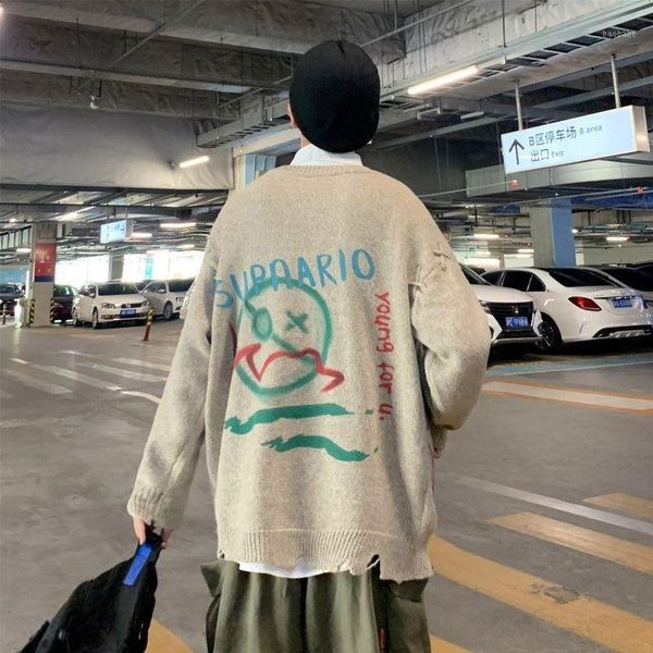 

men's winter warm sweater korean streetwear fashion pullovers sweater autumn graphic printed casual male clothing1, White;black