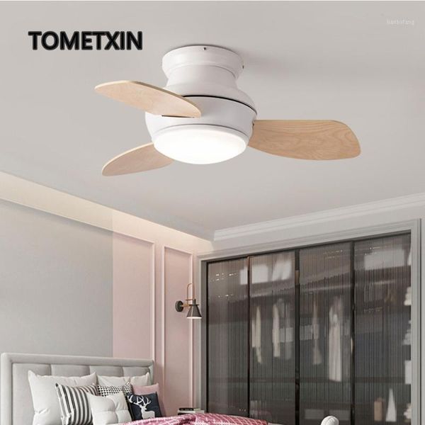 

30 inch wood ceiling fan light with lights remote control short bedroom decor lamps lighting air circulation lamp children room1