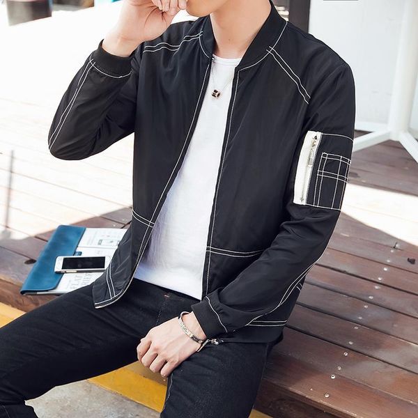 

2019 autumn men's bomber jackets casual male outwear windbreaker stand collar jacket mens baseball slim coats 5xl,1, Black;brown