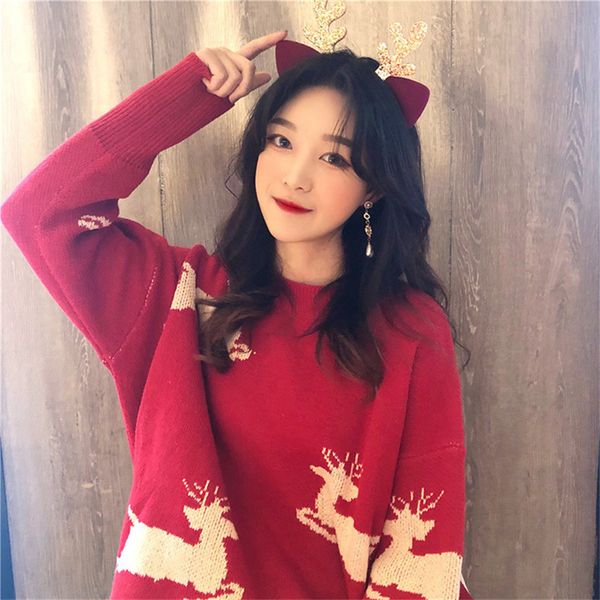 

2021 new new lovely women ugly shirt for christmas holiday funny santa elf hair fake winter sweater sweaters ivjv, White;black