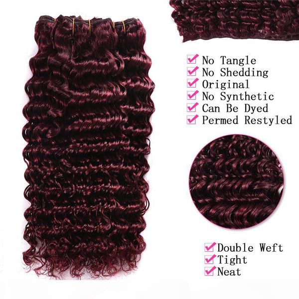 

8a grade peruvian 4 bundles 99j deep hair burgundy deep wave human hair weaves wine red peruvian extensions, Black;brown