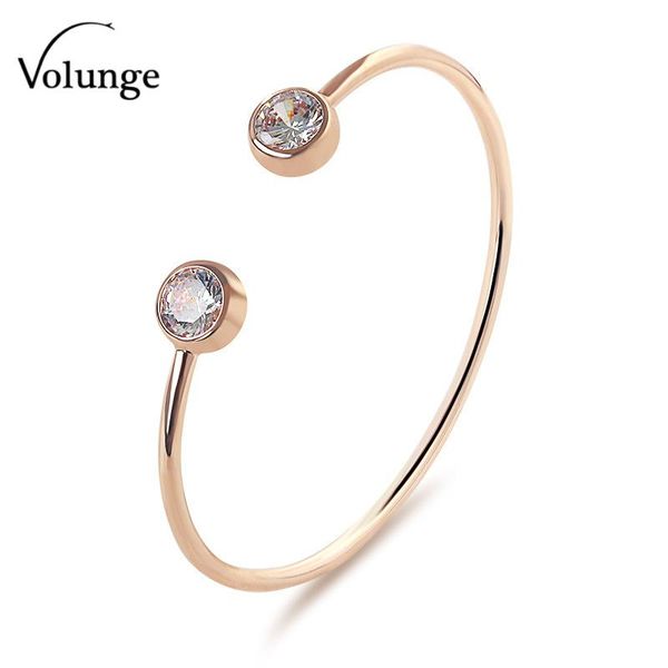 

bangle volunge 2021 women personality simple fashion crystal zircon gold color copper bracelet alloy, Black
