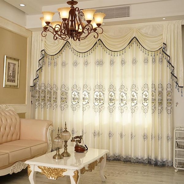 

curtain & drapes high-grade european hollow embroidery semi-shading curtains for living dining room bedroom.