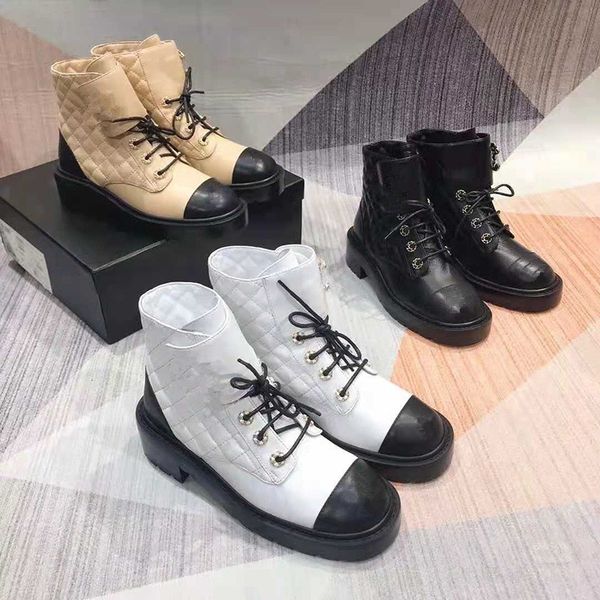 

designer brand new ladies fashion short boots chunky heel thick sole non-slip round toe rider boots lace up diamond retro women's shoes, Black