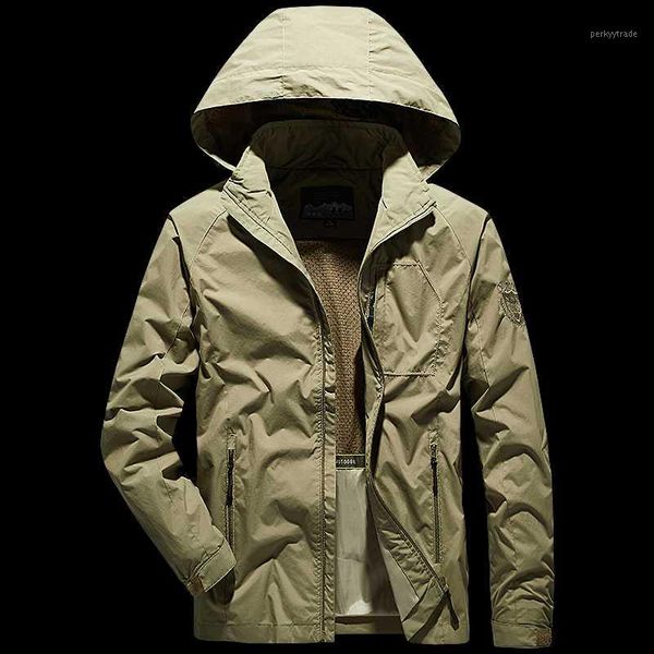 

men's jackets plus size 4xl 5xl waterproof man jacket 2021 spring autumn hooded casual thin khaki navy army bomber jackets1, Black;brown