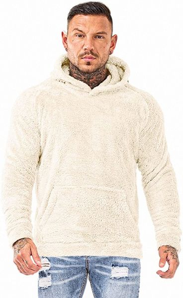 

men's fuzzy sherpa sweatshirt fashion pullover fleece hoodies h8is#, Black