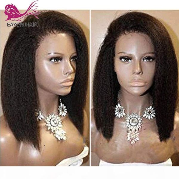

eayon kinky straight lace front human hair wigs for women brazilian italian yaki straight lace front wigs with baby hair remy, Black;brown