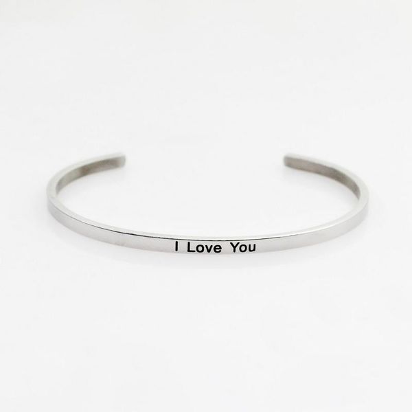 

charm bracelets silver stainless steel bangle engraved positive inspirational quote hand stamped cuff mantra for men women, Golden;silver