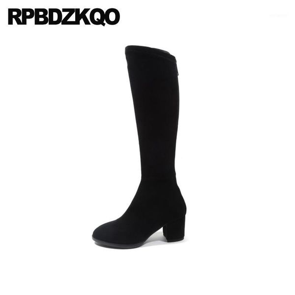 

black fur genuine leather size 4 chunky winter tall long block designer shoes women luxury 2020 boots suede knee1