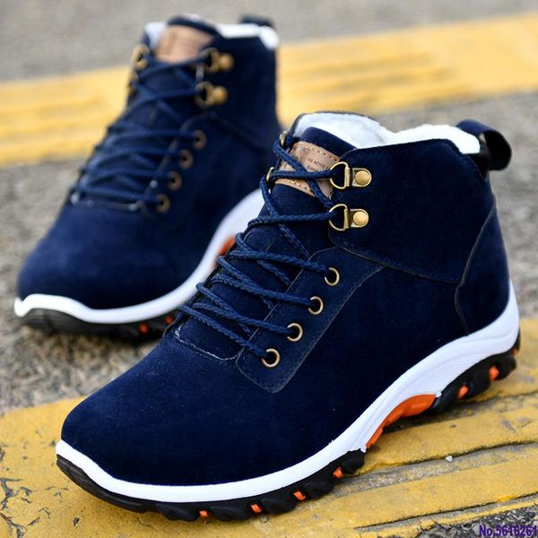

2020 new men snow boots warm fur winter shoes men winter boots footwear plus size ankle sneakers a351, Black