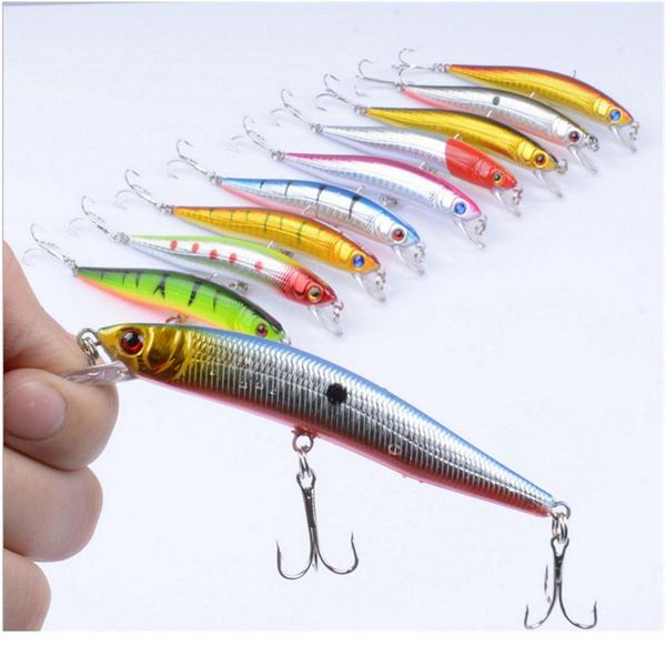 

1pcs minnow 9.7cm 8.2g hard bait fishing lure bass crankbait iscas artificiais lure wobblers 6# hook 3d eyes fishin bbymby
