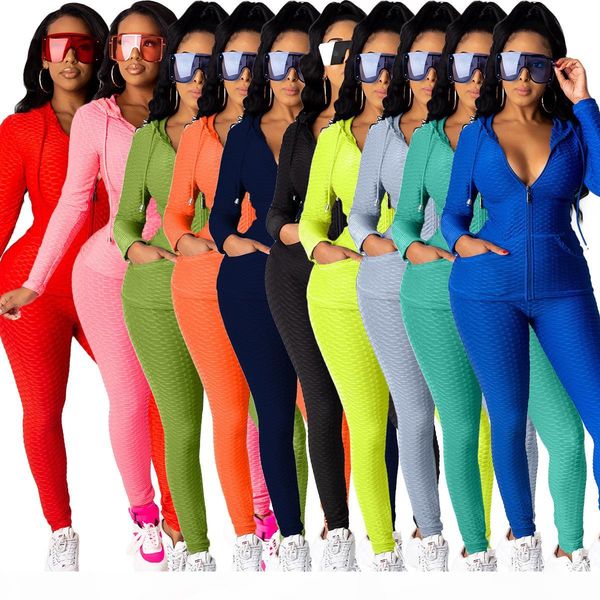 

women fashion clothing sports suit long sleeve hooded zipper sweater tights two piece sports suit autumn winter, Gray