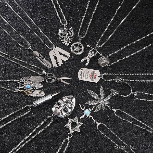 

whosale design punk fastion long hip hop ins chain link big trendy vintage necklace set collier bulk for teen man, Silver