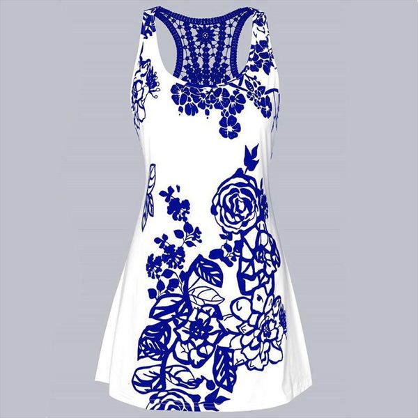 

2020 new summer women tank plus size chinese style flower printed lace vest insert racerback 904206, White