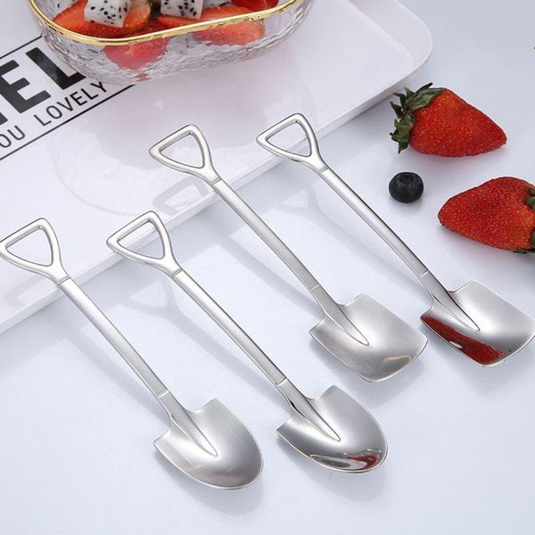 

spoons retro shovel coffee spoon stainless steel watermelon ice cream dessert for picnic kitchen accessories