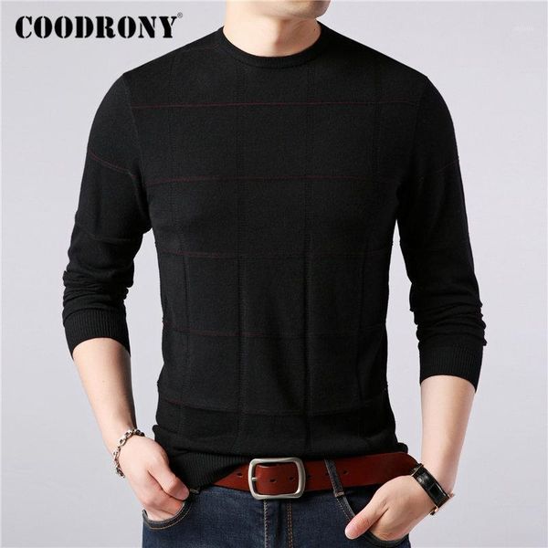 

coodrony brand sweater men o-neck pull homme knitwear embroidery cotton wool pullover men autumn winter soft warm sweaters 910861, White;black