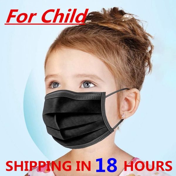 

layer 5/20/50/100/200pcs children's disposable protective face 3 filter anti dust mouth kid child mask caps black