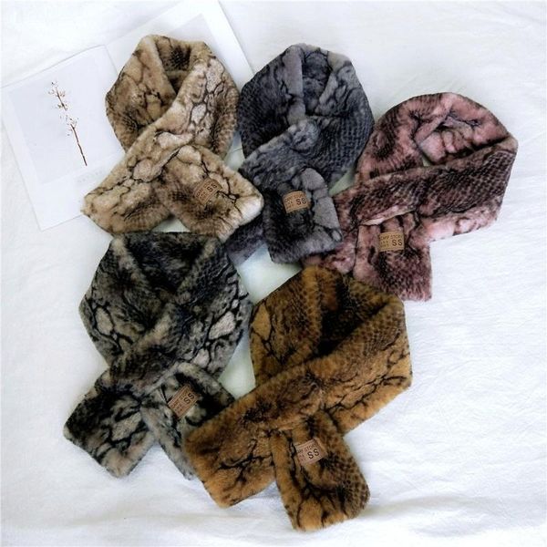 

scarves snakeskin pattern scarf women winter plush autumn and pullover thickened all-matching, Blue;gray