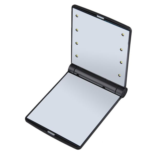 

led makeup cosmetic folding portable compact pocket mirror with 8 led lights lamps 2021, Silver