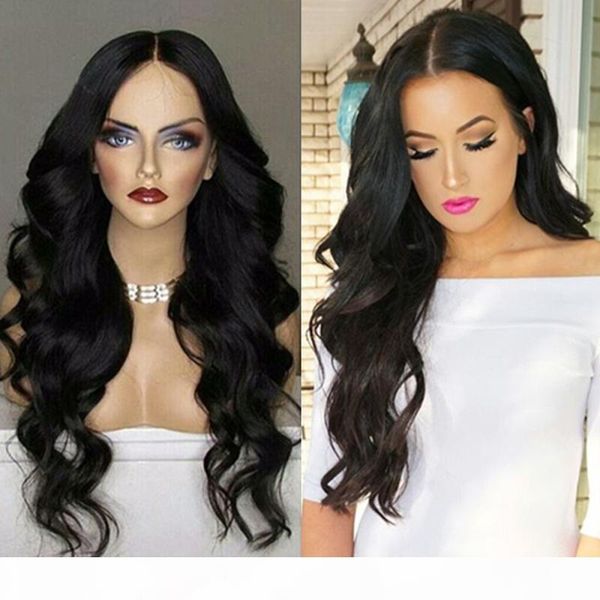 

4*4 silk full lace wigs with natural hairline for black women virgin brazilian body wave silk lace front in stock wig, Black;brown