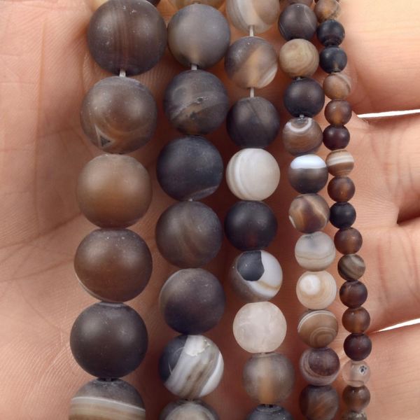 

natural frosted coffee striped agates stone beads round loose spacer beads for jewelry making 4/6/8/10/12mm bracelet handmade