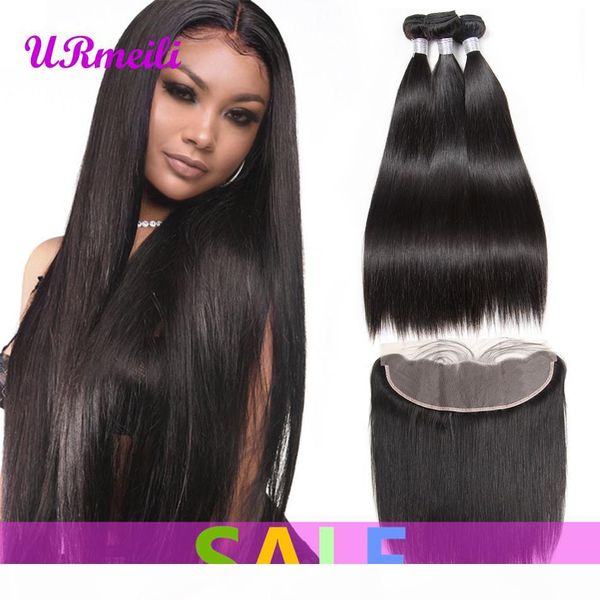 

malaysian straight human hair 3 4 bundles with frontal closure 10a malaysian virgin remy hair pre plucked lace frontal closure with bundles, Black;brown