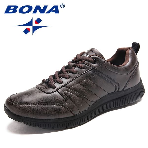 

bona new arrival popular style men casual shoes lace up men flats microfiber men shoes comfortable light soft fast y200104, Black